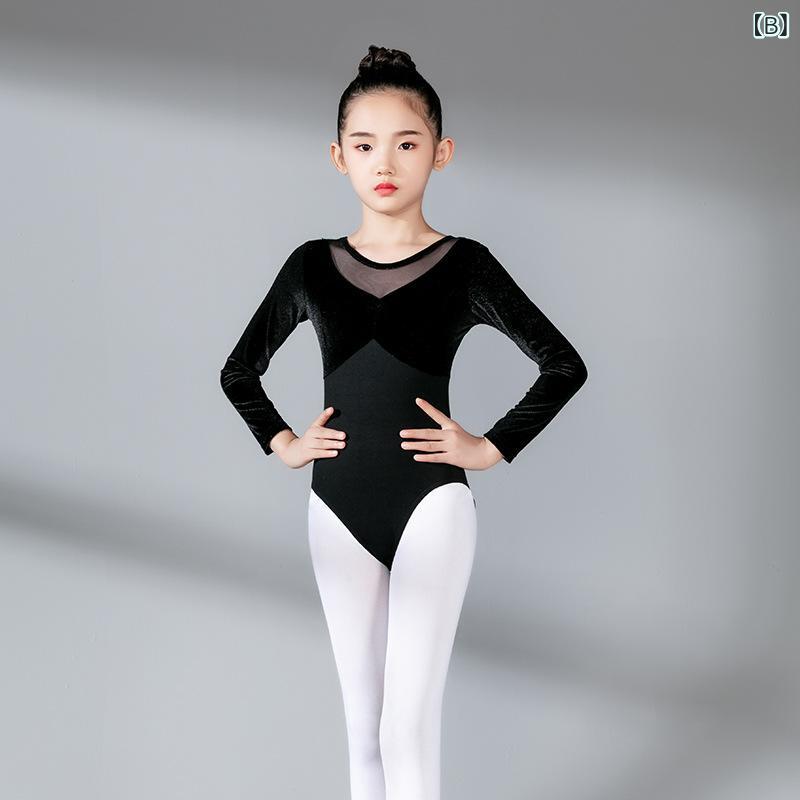 女の子 ダンス衣装 秋 長袖 練功服 韓国スタイル 形体服 グラデーション 分体 跳舞...