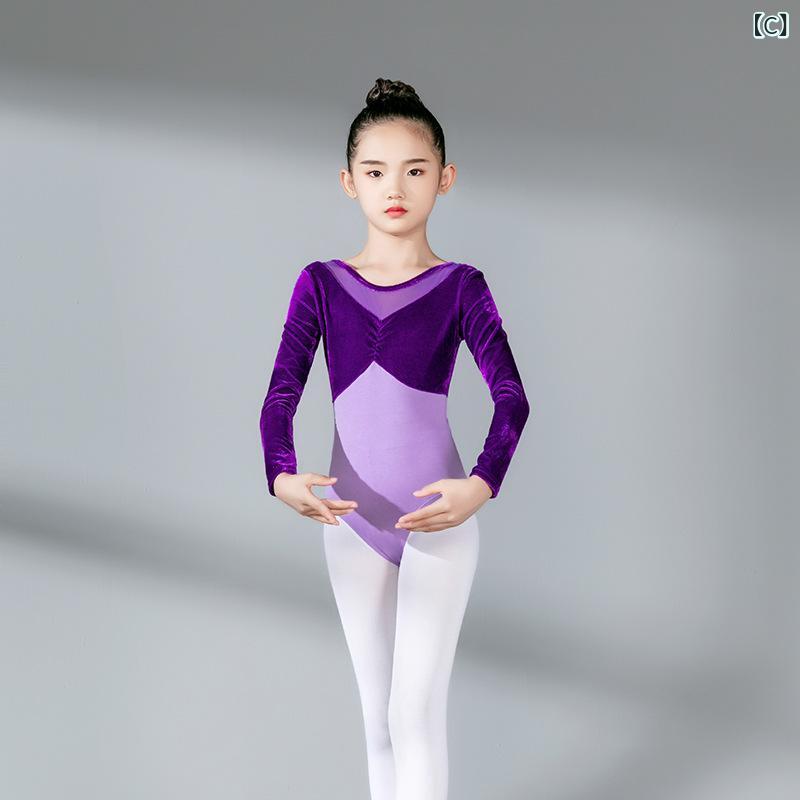 女の子 ダンス衣装 秋 長袖 練功服 韓国スタイル 形体服 グラデーション 分体 跳舞...