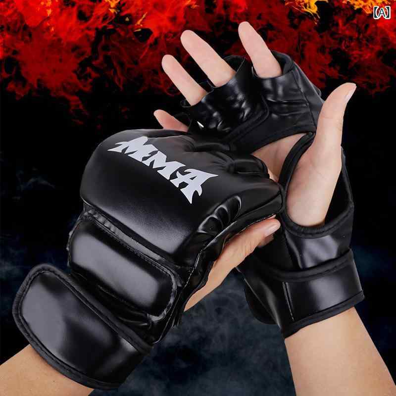 拳撃手袋 メンズ レディース キッズ オープンフィンガー グローブ ボクシング 格闘技 総合格闘技 MMA トレーニング エクササイズ 衝撃吸収 左右セット サンドバッグ 練習用 PUレザー 軽量