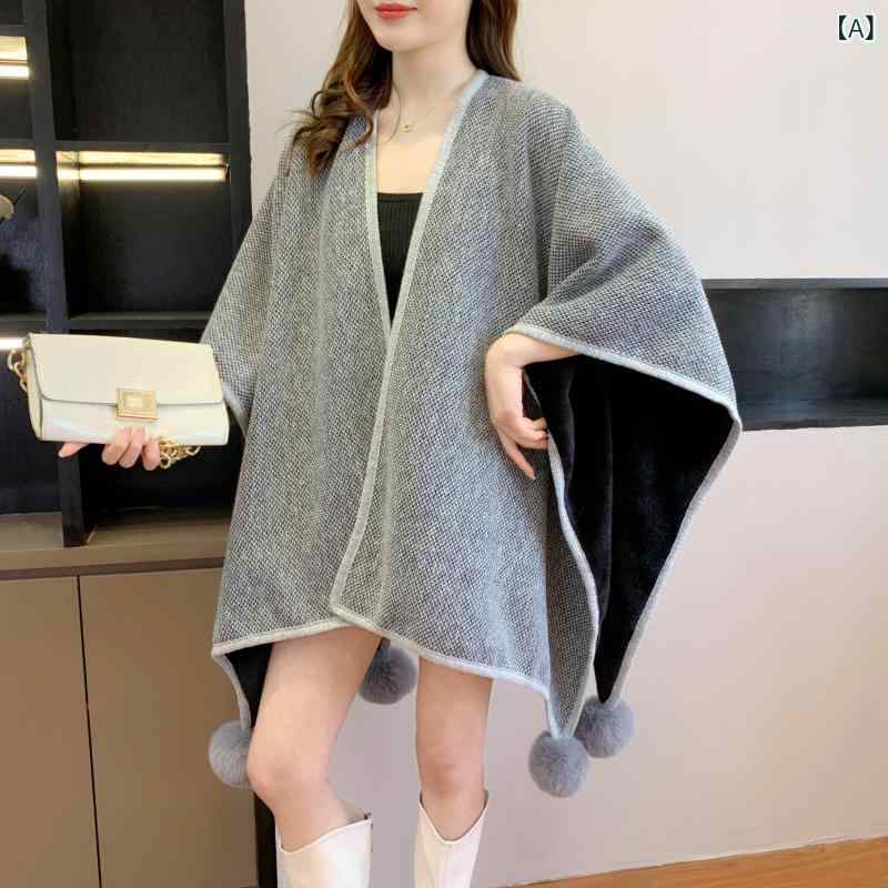 ・対象性別: 女性・主な素材: ポリエステル・スタイル: 欧米ストリート・幅: 110cm・編み方: 経編・柄: 無地・機能: 装飾・加工: 提花・: プルオーバーケープ・カラー展開: ライトグレー、ライトブルー、ワインレッド、カーキ、ブラック、ダークグレー