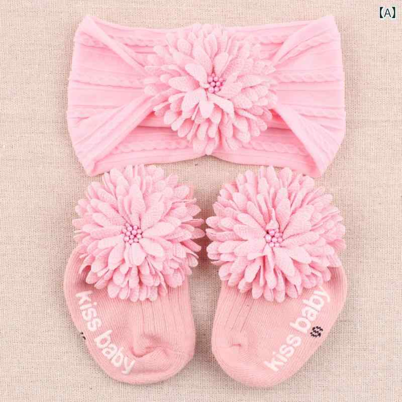 ベビー 子供 発飾り セット 発帯 ヘアバンド 防滑 長袜 花柄 刺繍 ニロン 布地 花卉 花朵 インファント 幼児 0-3歳 秋 秋冬 通年 普段使い かわいい 軽量 伸縮性 独立包装