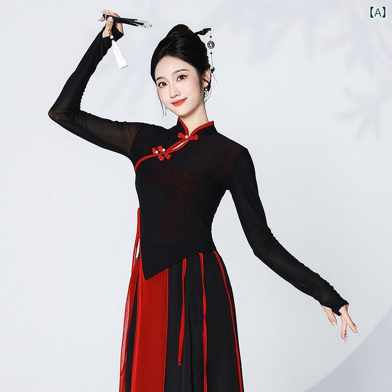 ・カラー展開: 黒紅旗袍トップス、紅黒スカート・サイズ展開: S、M、L、XL、XXL