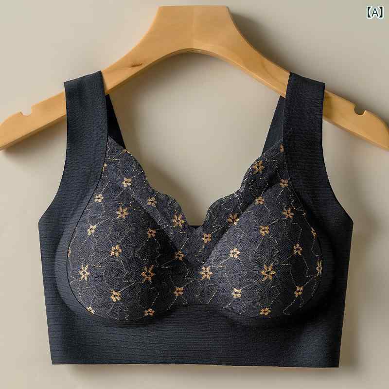背心ブラ 女性用 無痕 美背 レース 固定カップ 聚拢 副乳収納 上托 ノンワイヤー 睡眠ブラ 透気性 防走光 快適 ニトリル素材 中厚カップ 全カップ ブラック カーキ ミルクホワイト ライトグリーン ブラウン セクシー 春季 青年向け
