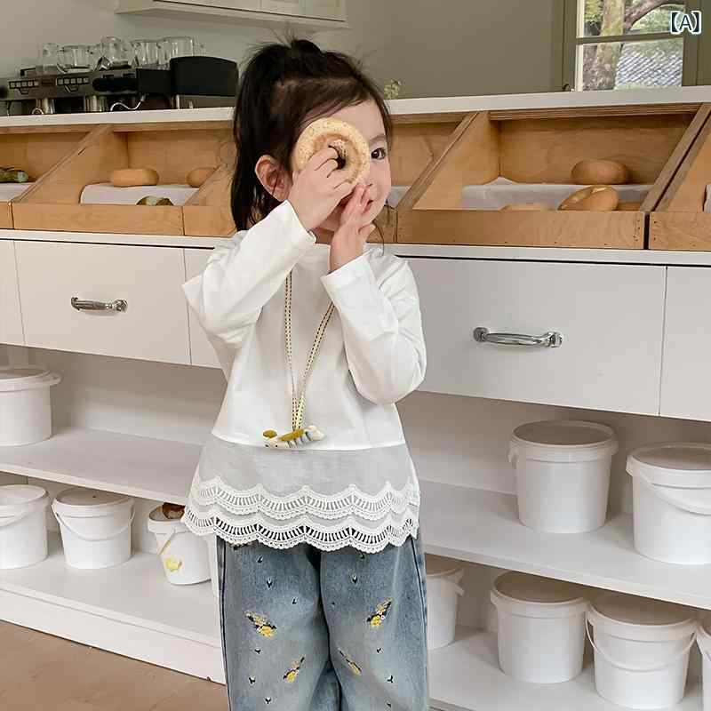 ・カテゴリ: 子供Tシャツ・スタイル: 韓国・対象: 女の子・袖丈: 長袖・ネックライン: クルーネック・柄: 無地・主な素材: 綿・機能: 吸湿排汗・カラー展開: ホワイト・サイズ展開: 100cm、110cm、120cm、130cm、140cm、150cm