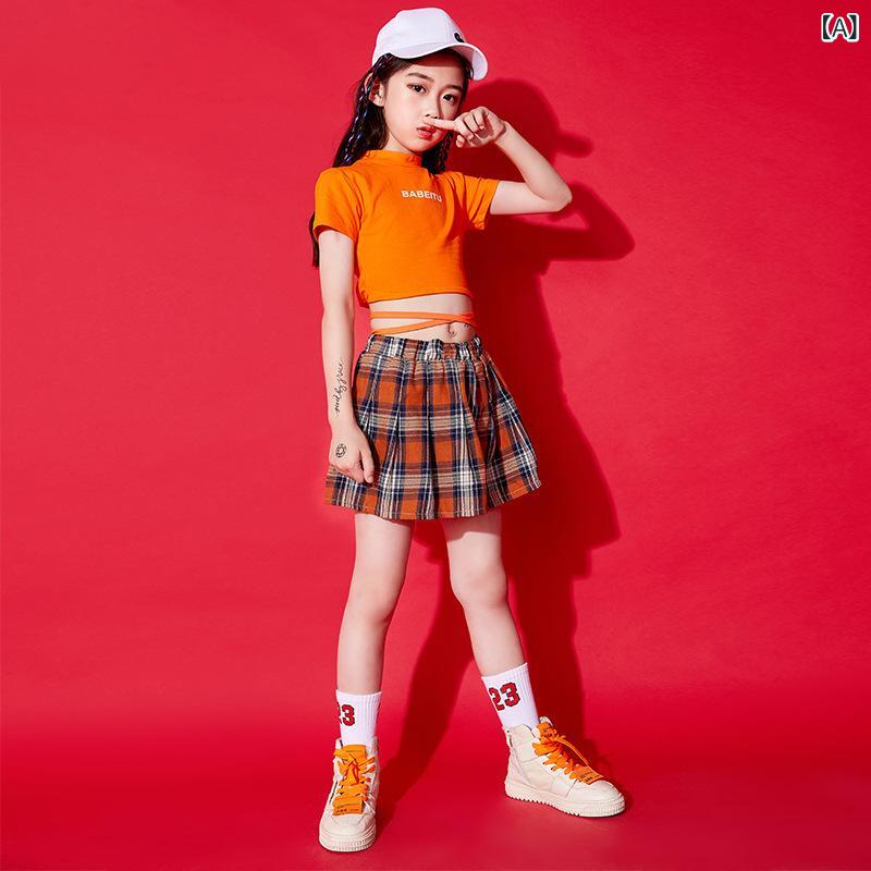 ・カテゴリ: 子供ダンス服・スタイル: 韓風・対象性別: 女の子・対象ダンス: 練習用・要素: ストリート・主な素材: 綿80%・対象季節: 通年・カラー展開: 橙色系帯付き半袖+橙色チェックスカート,橙色系帯付き半袖+橙色チェックスカート+23ストッキング,橙色系帯付き半袖+橙色チェックスカート+23ストッキング+橙色ヘアバンド,橙色系帯付き半袖,橙色チェックスカート・対象身長: 110cm,120cm,130cm,140cm,150cm,160cm,170cm,180cm・対象年齢: 8歳以上