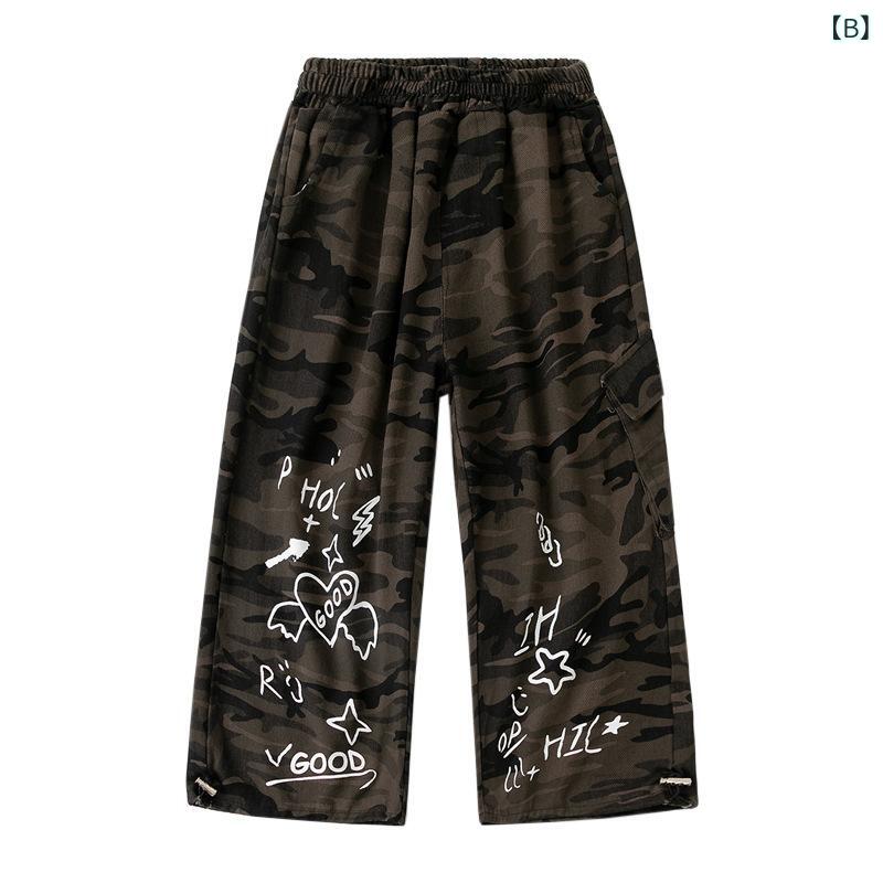 narukiのキッズ 男の子 ダンス 衣装 ヒップホップ ストリートダンス 秋冬 セット トップス 長袖 切り替え ブラック ホワイト パンツ ロング 迷彩 グラフィティ コットン ストレッチ 軽量 通学 普段使い ダンス練習 ステージ 演出 かわいい クール｜アングル2