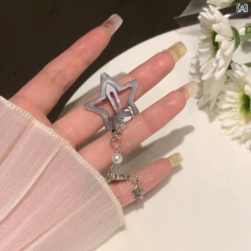 ・カテゴリ: ヘアアクセサリー・タイプ: BBクリップ・素材: 金属・加工: 電鍍・要素: 五角星・スタイル: おしゃれ・スタイル分類: 個性トレンド・対象: 女性