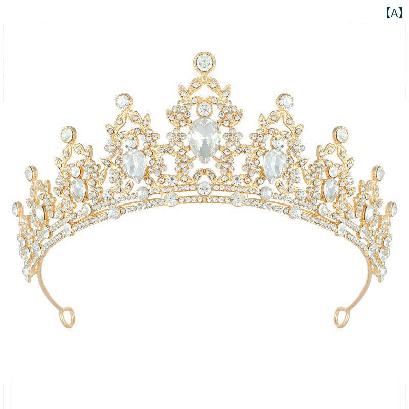 ヘアアクセサリー レディース クラウン 王冠 カチューシャ ティアラ ブライダル 結婚式 ウェディング キラキラ ラインストーン クリスタル ヨーロッパ風 バロック風 エレガント 髪飾り ヘッドドレス