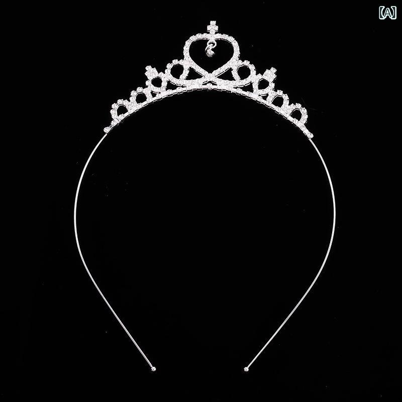 カチューシャ キッズ 女の子 ティアラ 王冠 ハート クリスタル 電気メッキ加工 合金 キラキラ かわいい ヘアアクセサリー 発表会 結婚式 フォーマル