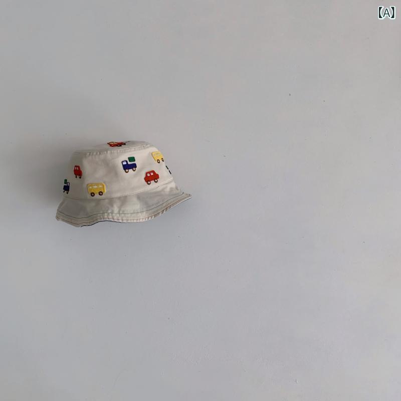 ベビー 男女兼用 漁夫帽 純棉 刺繍 かわいい キャラ デザイン 平頂 ベージュ デニムブルー 冬用 防晒 遮陽 軽量 通気性 伸縮性 48-50cm 6ヶ月〜2歳 普段使い 外出用 アウトドア 柔らかい 生地