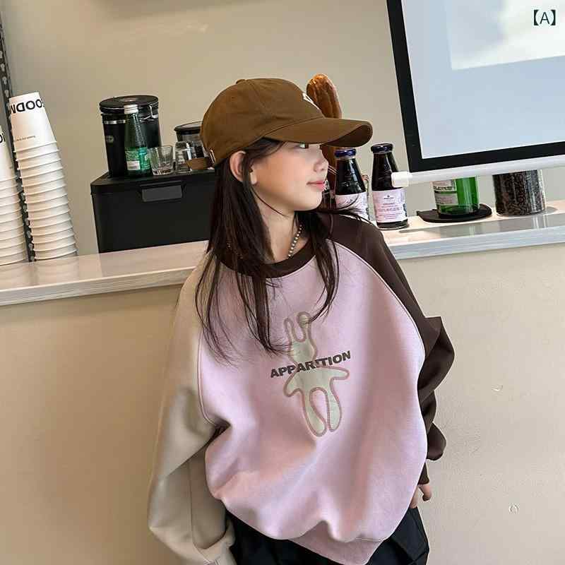 ・カテゴリ: キッズトレーナー・性別: 女の子・スタイル: カジュアル・対象年齢: 3～8歳・生地加工: 柔軟加工・柄: カートゥーン・厚さ: 厚手・袖丈: 長袖・留め具: プルオーバー・要素: カートゥーン、可愛い、トレンド・主な素材: ポリエステル65%・等級: B・裏地素材: ポリエステル・カラー展開: ピンクパープル・サイズ展開: 120cm、130cm、140cm、150cm、160cm、170cm