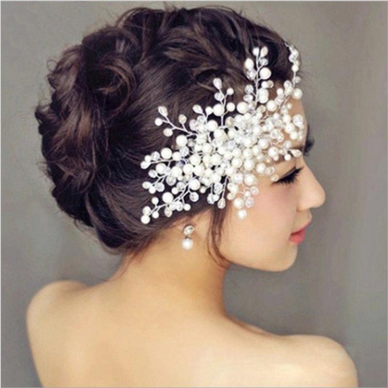 ヘアアクセサリー ウェディング 花 デザイン パール クリスタル 串飾り 合金 手作り 挿し櫛 女性用 花卉 モチーフ 白水晶 ウェディング 白 ブライダル 結婚式 誕生日 ギフト 華やか 輝き 繊細 装飾 花飾り