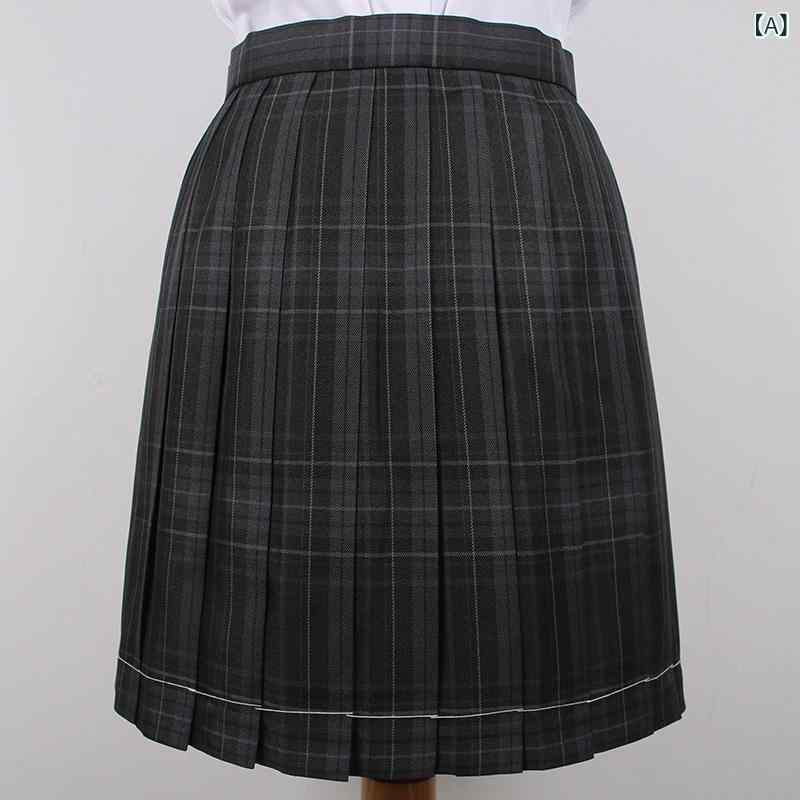 スカート レディース 制服 JK風 プリーツスカート チャコールグレー チェック柄 ハイウエスト ミディアム丈 スクール 通学 かわいい