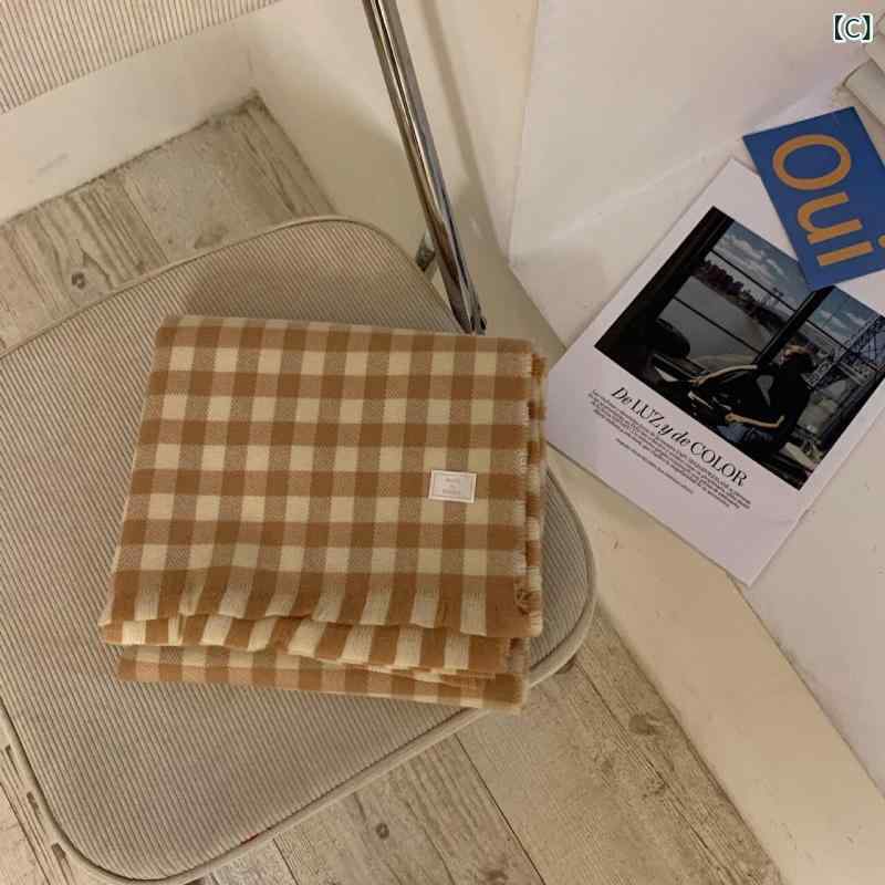 マフラー レディース 秋冬 防寒 あったか 柔らか 起毛 カシミヤタッチ チェック柄 ...