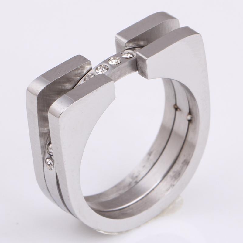 指輪 レディース 2連 馬蹄形 6mm ジルコニア ステンレス 金属アレルギー対応 電気メッキ加工 シンプル キラキラ 高級感 おしゃれ 重ね付け 人差し指 中指 人工ジルコニア アクセサリー