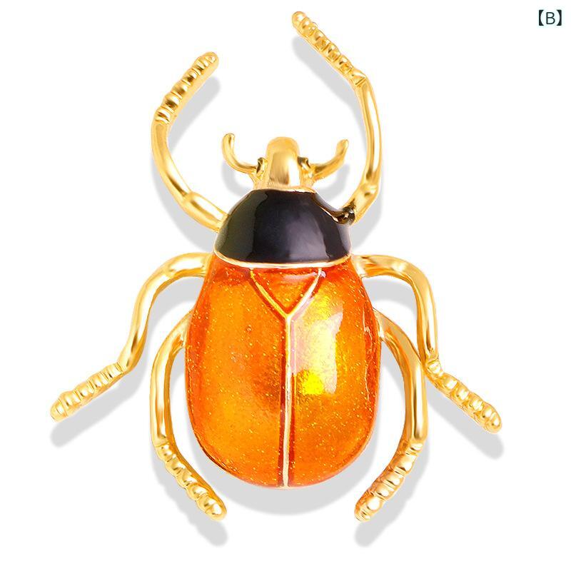 ブローチ 男女兼用 合金 インセクト 昆虫 ハチ カブトムシ てんとう虫 モチーフ キラキラ ジルコニア ラインストーン エナメル加工 アンティーク風 かわいい 胸飾り スカーフ留め おしゃれ アクセサリーの商品画像 2