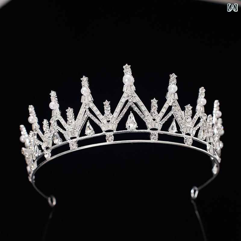 ヘアアクセサリー レディース クラウン 王冠 ティアラ ブライダル ウェディング 髪飾り 結婚式 花嫁 ヘッドドレス ビジュー キラキラ 誕生日 ドレス パーティー 発表会 上品 シルバー