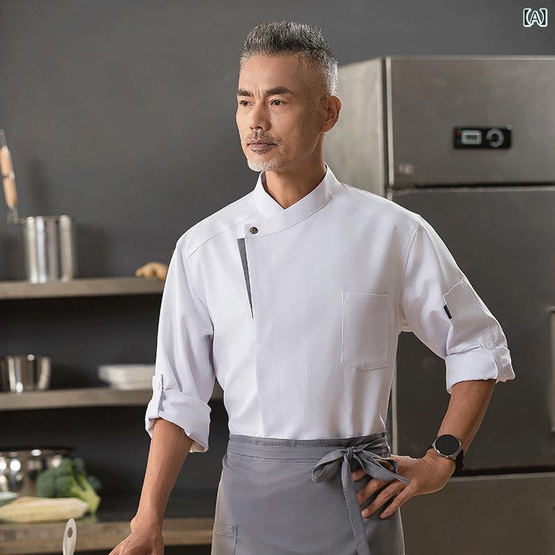 コックコート メンズ 秋冬用 長袖 コック服 厨房服 シェフ ワークウェア トップス シングル 飲食店 レストラン カフ…