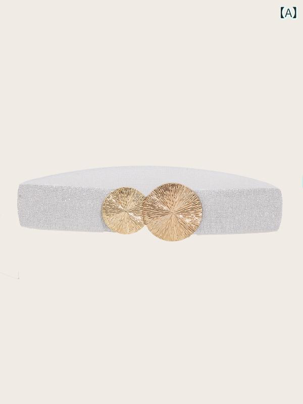 ベルト レディース 太ベルト ゴムベルト おしゃれ 太め ウエストマーク 伸縮 サッシュベルト シルバー金具 太 バックル ドレス ワンピース コート ジャケット カジュアル フォーマル