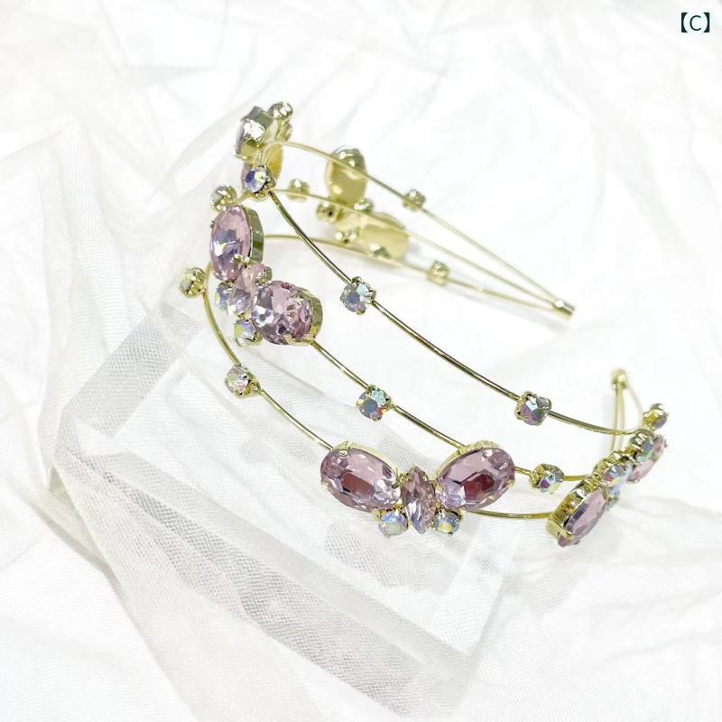 カチューシャ レディース ヘアアクセサリー ダブルリボン クリスタル ラインストー...