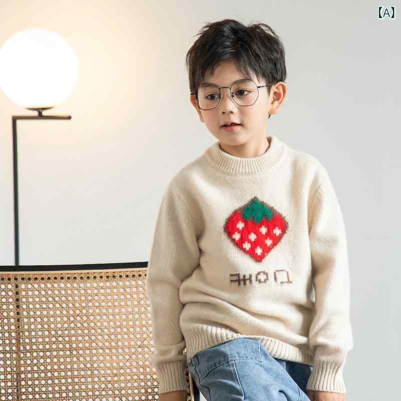 ["・カテゴリ: 子供用セーター","・属性: ユニセックス","・生地加工: ソフト加工","・スタイル: カジュアル","・対象年齢: 8歳以上、140cm以上","・シーズン: 冬、春、秋","・糸の太さ: 極太毛糸","・厚み: 厚手","・袖丈: 長袖","・留め具: プルオーバー","・デザイン要素: プリンセス、トレンド、キャンディ","・主な素材: ウール","・ネックライン: クルーネック","・フード: なし","・カラー展開: ベージュ、キャメル、イエロー、ピンク","・適応身長: 100cm、110cm、120cm、130cm、140cm、150cm、160cm、165cm"]