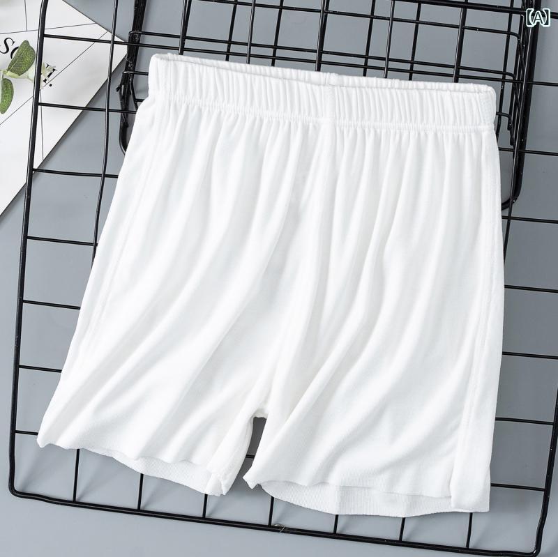 ・スタイル: カジュアル・カテゴリ: キッズパンツ・素材: モダール・素材含有率: 80%以上90%未満・安全基準: B類・ズボンの長さ: 5分丈/ハーフパンツ・対象性別: 男女兼用・対象年齢: 3歳〜8歳（身長100cm〜140cm）・カラー展開: ホワイト、ピンク、デニムブルー、ライトブルー、ライトパープル・サイズ展開: 100、110、120、130、140、150