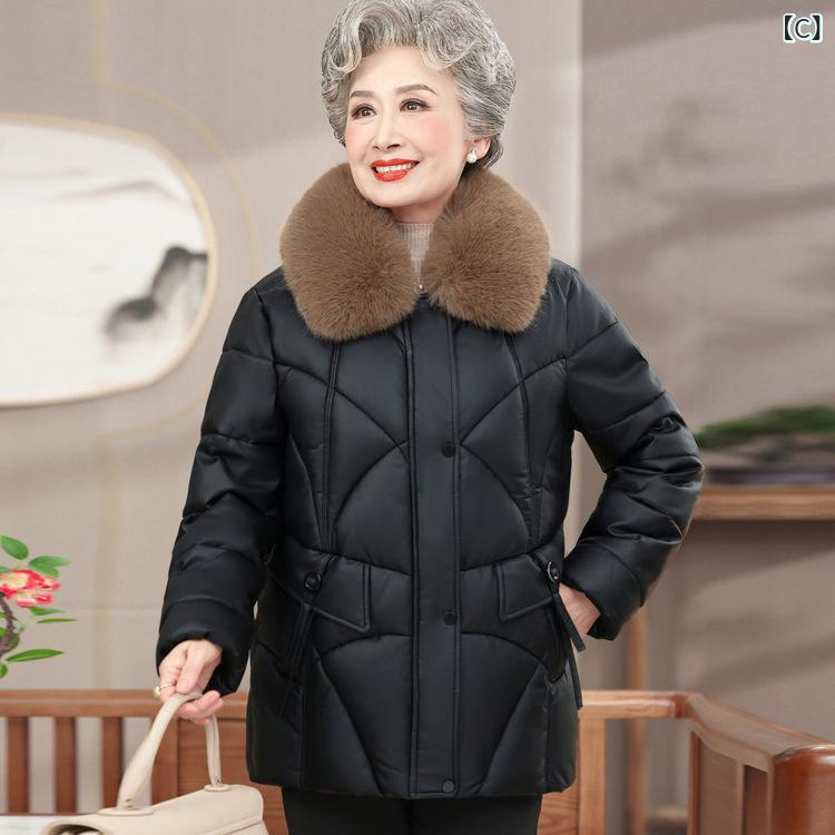 ジャケット レディース シニア 冬 防寒 フェイクレザー 中綿 暖かい 防風 厚手 アウター ゆったり 前開き トップス 母親 おばあちゃん 祖母 敬老の日 ギフト narukimar-10827594 naruki サンプル画像3