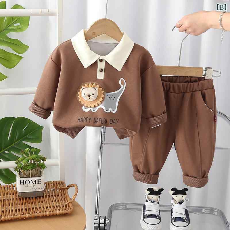 子供服 キッズ ベビー セットアップ 長袖 シャツ ロングパンツ 襟付き ライオン ア...