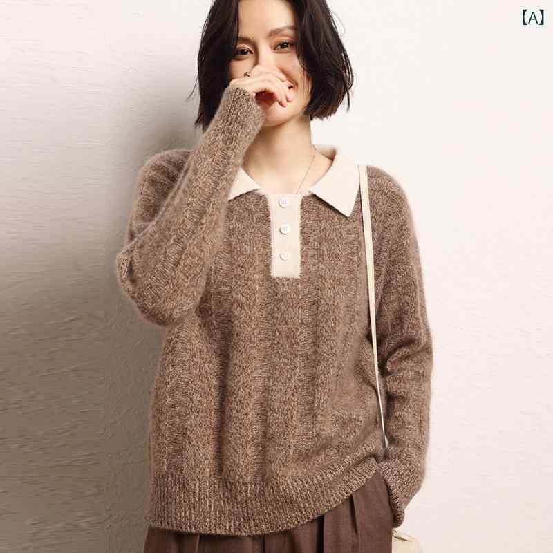 ["・カテゴリ: セーター","・スタイル: 上品、通勤、エレガント","・主な素材: カシミヤ30～50%、ウール50～70%","・ネックライン: ポロネック","・袖丈: 長袖","・柄: ミックスカラー","・厚さ: 極薄","・フィット: レギュラーフィット","・袖タイプ: レギュラー袖","・着丈: 標準丈（約50～65cm）","・加工: 樹脂定着","・着用方法: プルオーバー","・カラー展開: ミックスブラウン、キャッスルグレー、ミルクティーブラウン","・サイズ展開: フリーサイズ"]