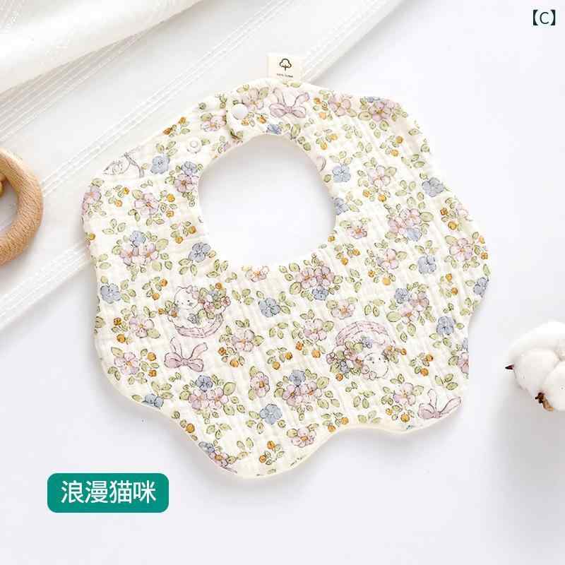 スタイ ベビー キッズ 6層ガーゼ 360度回転 よだれかけ コットン 赤ちゃん 花びら...