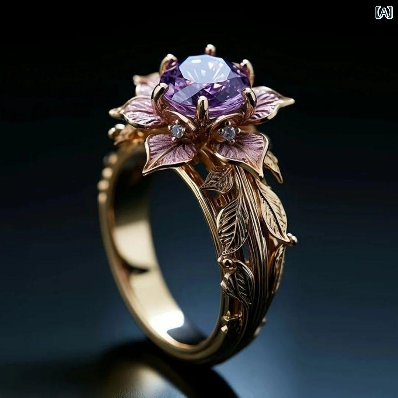 ・カテゴリ: リング、指輪・素材: 銅・デザイン: 花柄・加工技術: マイクロセッティング・スタイル: 欧米風・スタイル分類: ファッション通勤・カラー: ダークグレー・サイズ: US 6、US 7、US 8、US 9、US 10・対象: 女性用