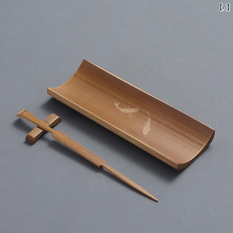 ・カテゴリ: 茶道用品・素材: 竹・重量: 約500g・柄の種類: 魚、達磨、茶壺、慎独、梅、蓮、蘭・スタイル: 新中国風・カラー: 炭化