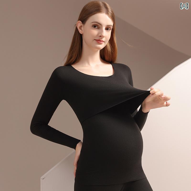 マタニティウェア レディース 授乳服 長袖 インナー 補強 防寒 裏起毛 妊婦 産後 ...