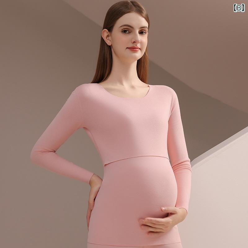 マタニティウェア レディース 授乳服 長袖 インナー 補強 防寒 裏起毛 妊婦 産後 ...