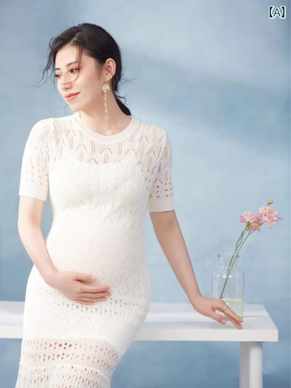 マタニティフォト用衣装 レディース 妊婦 ニット トップス セーター 七五三 記念撮...