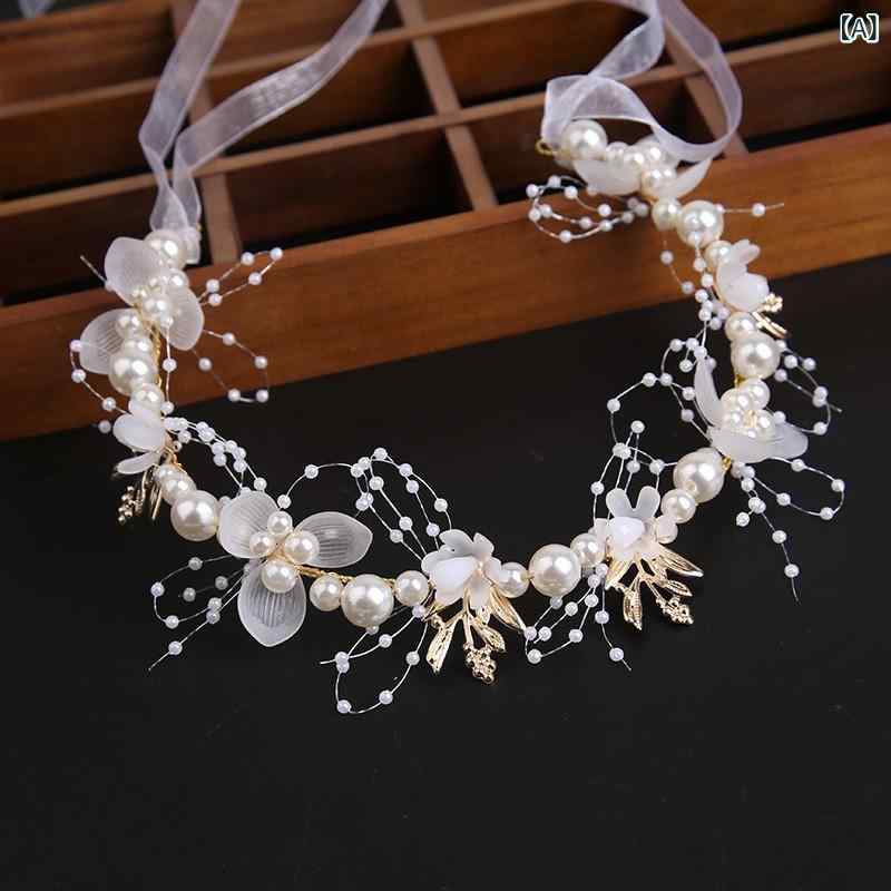 ・カテゴリ: ヘッドドレス・主な素材: イミテーションパール・加工方法: ハンドメイド・スタイル: プリンセス・テイスト: フレッシュ、スウィート・柄: 花、葉・カラー展開: 鉄片ホワイトリース、鉄片ピンクリース、鉄片ブルーリース、鉄片パープルリース、ホワイトブレスレット、ピンクブレスレット、ブルーブレスレット、パープルブレスレット・対象: ユニセックス