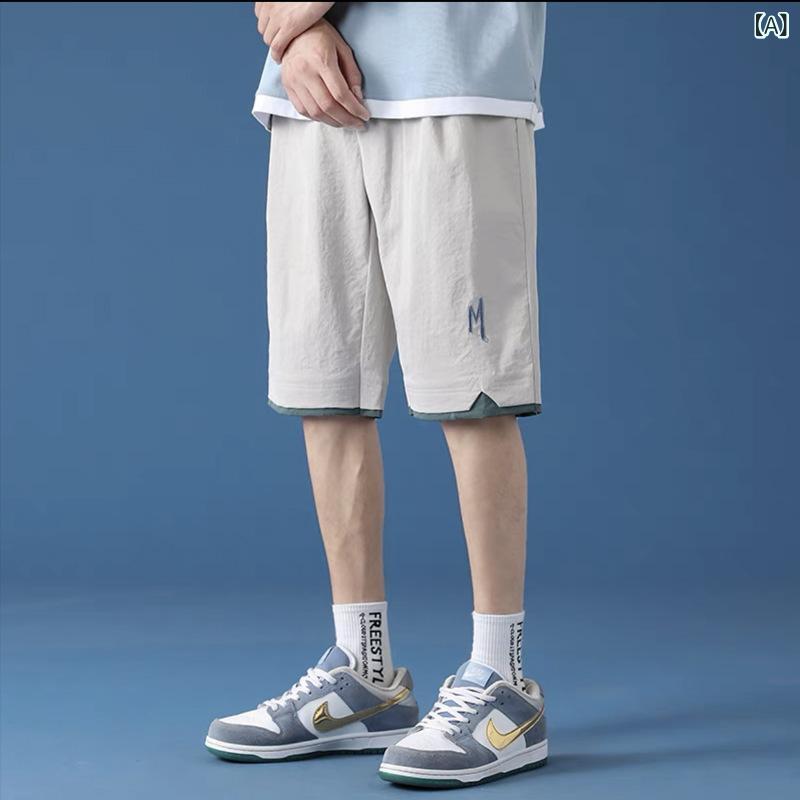 ・カテゴリ: カジュアルパンツ・スタイル: スポーツ・: ベーシック・パンツスタイル: ストレート・丈: 5分丈・ウエスト: ミッドライズ・前閉じ: ドローストリング・厚さ: 薄手・柄: レター・主な素材: ビニロン90%、化学繊維混紡・シーン: カジュアル・裾口スタイル: ストレート・加工: ノーアイロン・詳細: 配色・カラー展開: ライトグレー、ブリックレッド、スモッグブルー・サイズ展開: M、L、XL、2XL、3XL、4XL・性別: メンズ