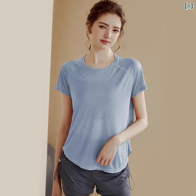 Tシャツ レディース ヨガウェア 吸汗速乾 接触冷感 メッシュ チュニック トップス ...