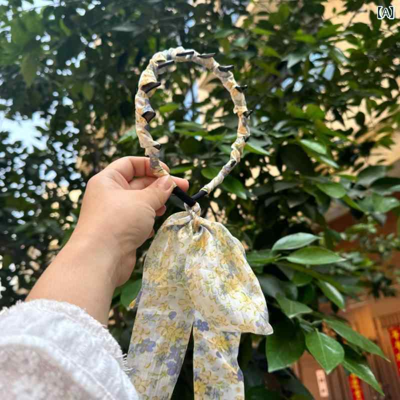 カチューシャ レディース リボン付き ヘアバンド 髪飾り 花柄 フェミニン リゾート風 ボリューム 小顔効果 痛くない 細め ヘアアクセサリー 黄色 ピンク