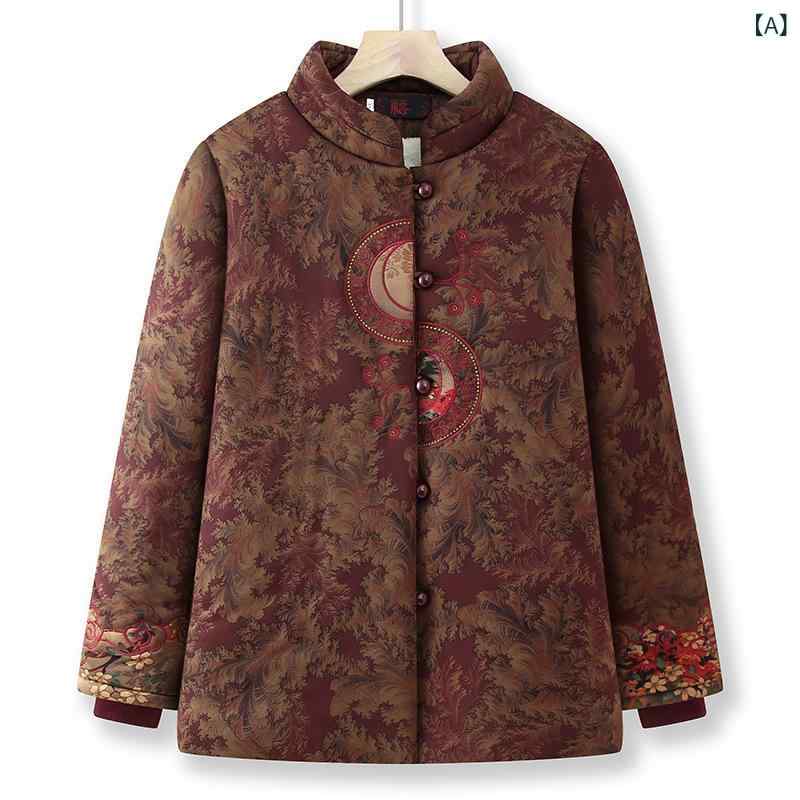 ・カラー展開: レッド、グリーン・サイズ展開: XL、XXL、3XL、4XL、5XL、6XL・主な素材: ポリエステル90-95%・スタイル: 日韓カジュアル、快適カジュアル・フィット: ゆったり・フロント: ボタン留め・柄: 植物花柄・厚さ: 厚手・ネックライン: スタンドカラー・着丈: レギュラー (約50-65cm)・中綿: ポリエステル綿
