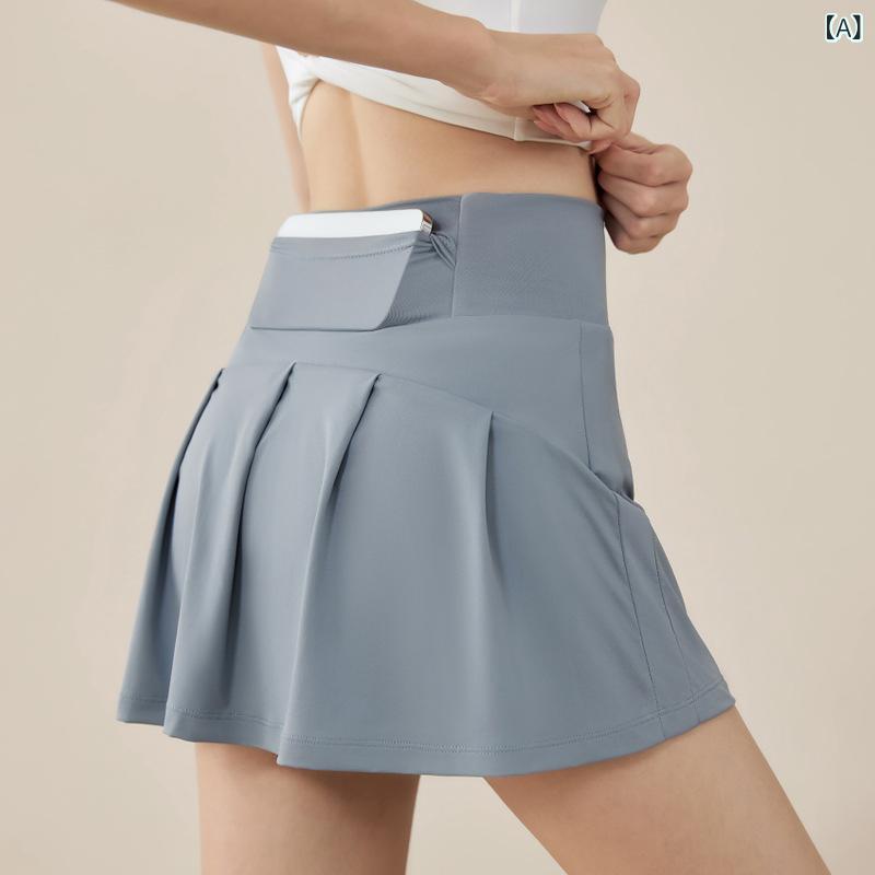 キュロットパンツ レディース 接触冷感 インナー付き プリーツ ハイウエスト Aライン ミニ丈 テニス ゴルフ ランニング 運動着