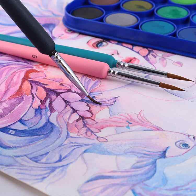画筆 極細 イタチ毛 面相筆 勾線筆 毛筆 手描き用 水彩画 油絵 アクリル画 イラス...