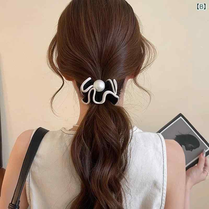 ヘアゴム レディース シュシュ パール付き ボリューム シュシュ 髪ゴム 髪留め 伸...