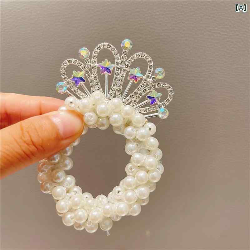 ヘアゴム キッズ 女の子 ヘアアクセサリー 髪飾り 髪留め 皇冠 王冠 クラウン ラインストーン パール かわいい おしゃれ お呼ばれ 発表会 パーティー