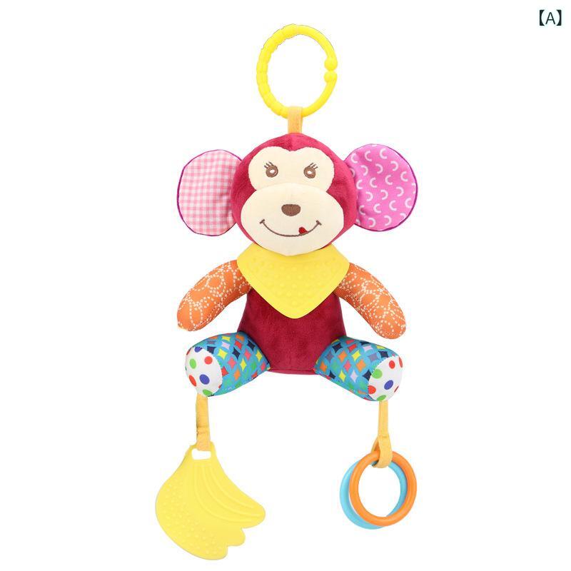 おもちゃ ベビー ぬいぐるみ ラトル がらがら 吊り下げ 玩具 ベビーカー用 ベッドメリー 視覚 聴覚 発達 音が鳴る 動物 アニマル 柔らかい かわいい 出産祝い プレゼント
