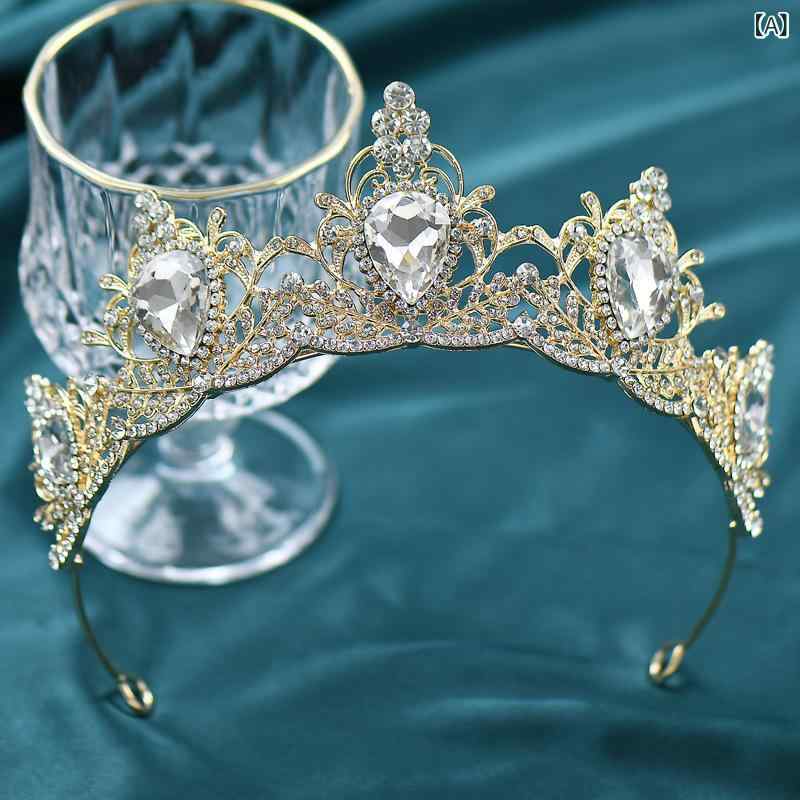 クラウン レディース ヘッドドレス ウェディング アクセサリー ブライダル 髪飾り ティアラ バロック クリスタル キラキラ 大ぶり 華やか 結婚式 挙式 披露宴 パーティー フォーマル 電気メッキ加工 合金 ゴールド シルバー ゴールド シルバー ゴー