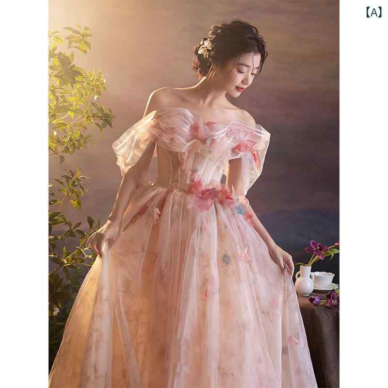 ・カテゴリ: 婚紗・ドレス・主な素材: ポリエステル・カラー展開: 画像色・サイズ展開: S、M、L、XL、2XL、3XL・デザイン: プリンセスライン・デザイン要素: メッシュ・ネックライン: オフショルダー・袖丈: ノースリーブ・着丈: ロング丈・ウエストライン: ミディアムウエスト・対象年齢: 成人・スタイル: エレガント・対象性別: 女性