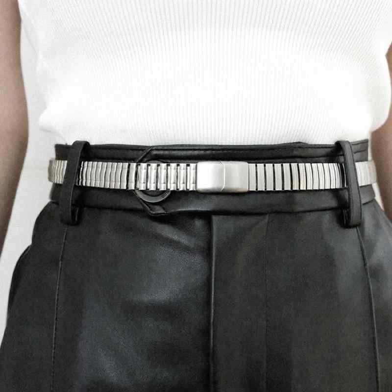 ベルト 男女兼用 メタルチェーン メタリック シルバー 細め 金属 ウエストチェーン レトロ シンプル 未来感 カジュアル ビジネス 通勤 カジュアル おしゃれ スタイリッシュ