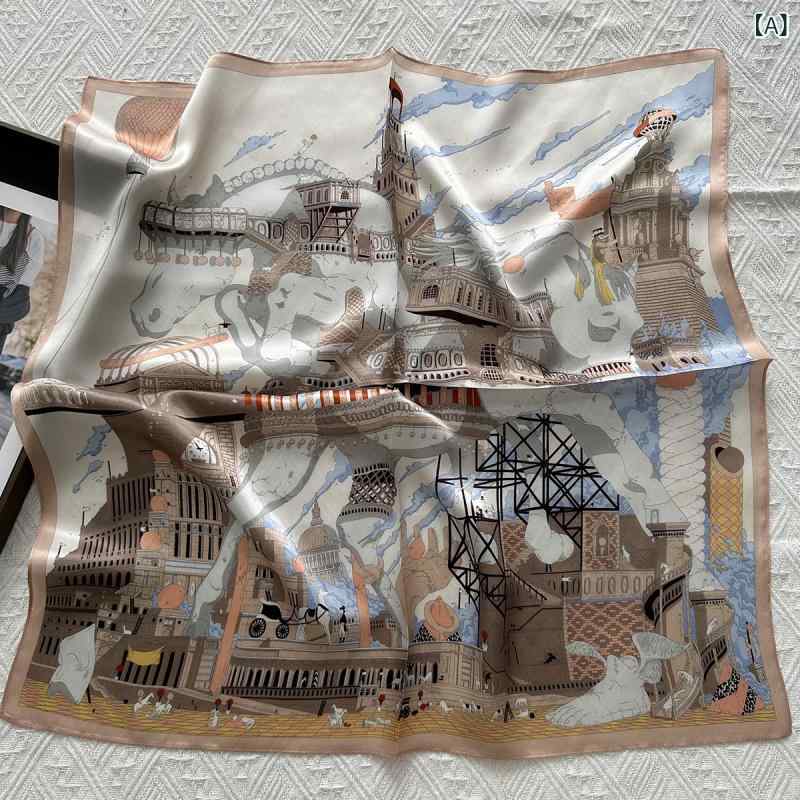スカーフ レディース シルク調 小さめ 68cm 正方形 春夏 秋冬 高級感 上品 大人 おしゃれ 通勤 カジュアル