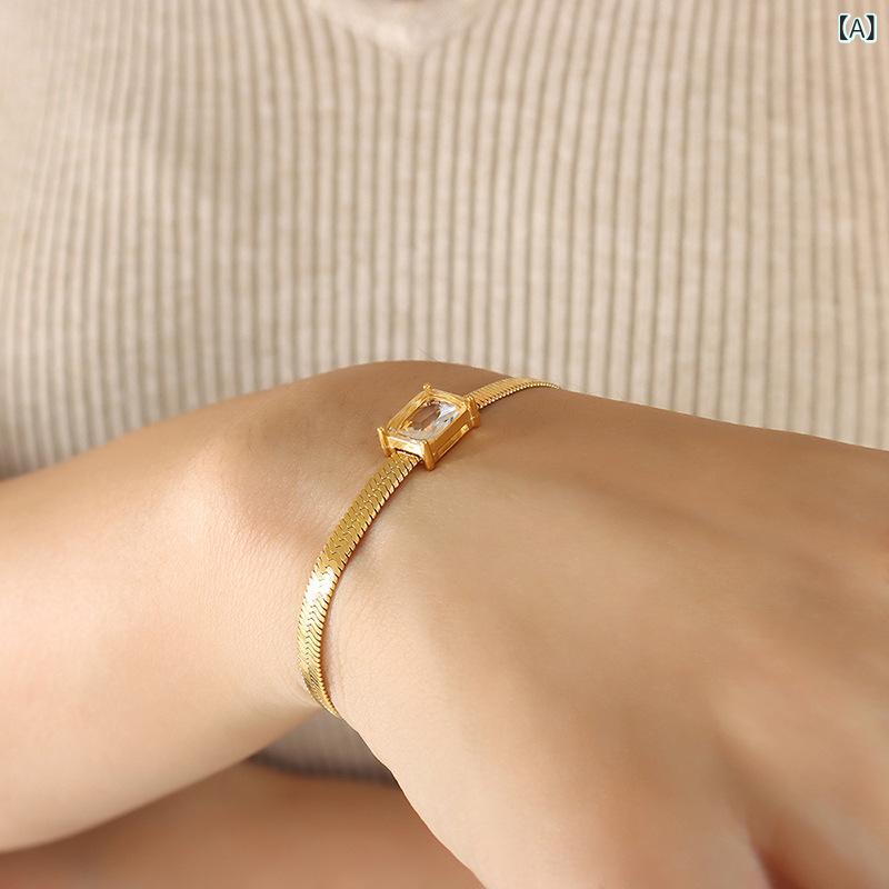 ネックレス ブレスレット レディース アクセサリー セット ジルコニア チタン製 刀片チェーン 金属アレルギー対応 派手 カラフル 電気メッキ加工 ヒップホップ ゴールド カジュアル 普段使い